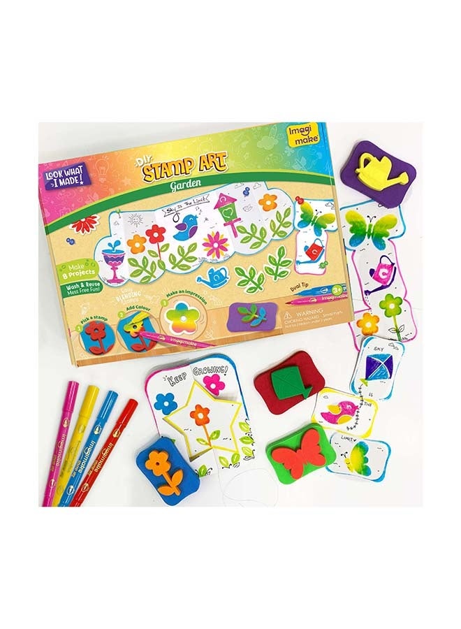 Stamp Art - Garden - Coloring & Stamping Set - for Girls & Boys 3 Years +, Multicolour